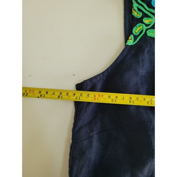 J.Crew Shift Dress Embroidered Button Back Sleeveless Blue Linen Resorts New XS - Picture 6 of 8
